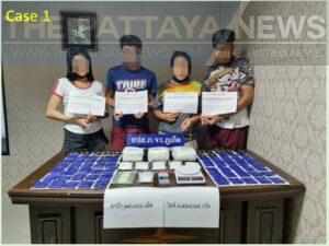 Five drug suspects arrested in Phuket with a total of 3.5 kilograms of crystal methamphetamine and 14,000 methamphetamine pills 