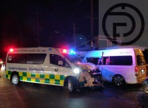Ambulance and minivan collide at Wichit Intersection in Phuket