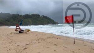 Red flags raised at several Phuket beaches after a warning of heavy waves in the Andaman Sea