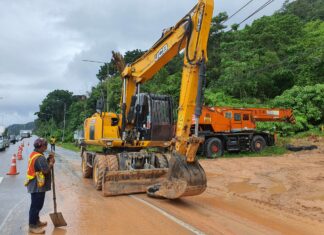Landslide causes traffic delays on major road in Phuket