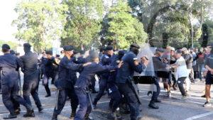 Phuket Police Hold Training Exercise Simulating Angry Protesters at Police Station