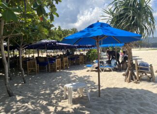 Restaurants, Beach beds, and Umbrellas Found Encroaching on Beach in Thalang, Phuket