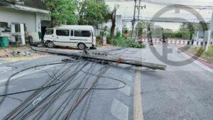 Minivan Topples Six Power Poles in Phuket, Driver Injured