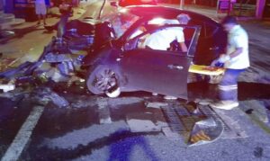 Driver Injured After Sedan Crashes into Power Pole in Kathu