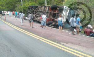Two People Die, 49 Injured After Tour Bus Overturns in Kanchanaburi