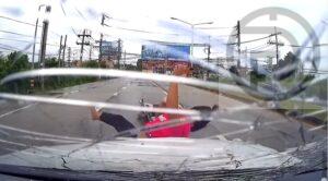 Rider Holding Mobile Phone Injured When Her Motorbike Collides with A Car in Thalang – VIDEO