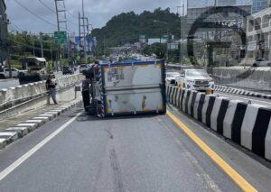 Truck Overturns and Temporarily Blocks Underpass in Wichit