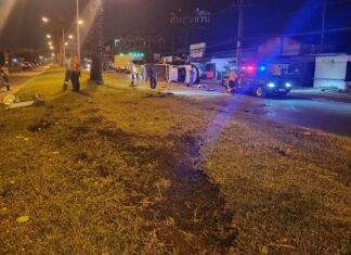 Driver’s Body and Whisky Bottle Found Outside an Overturned Pickup Truck in Thalang – VIDEO