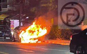 Fire Damages Sedan in Phuket Town, Third Car in One Week – Video