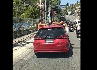 Foreign Driver Fined after Viral Video Shows Passengers Sitting on Car Windows in Karon