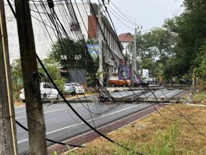 Russian Tourist Topples Over Seven Power Poles in Phuket Car Accident