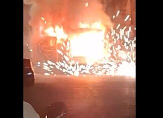 Father and Son Survive After Car Fire Starts From Firecrackers in Phuket Old Town – VIDEO