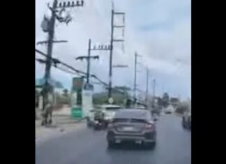 Motorbike Rider Chases Hit-and-Run SUV Driven by Foreigner in Cherng Talay