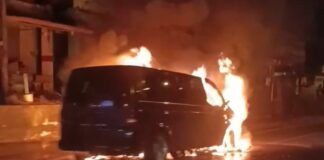 Fire Destroys Van in Thalang