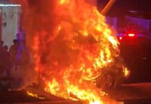 Fatal Collision in Koh Kaew Leaves Motorcyclist Dead, Car Engulfed in Flames-VIDEO