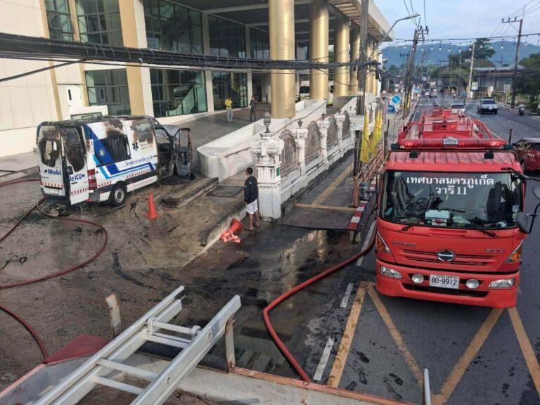 Ambulance Engulfed in Flames at Phuket Hospital-VIDEO